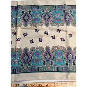 Vintage Paisley Rectangle Scarf Lightweight Polyester Neck Wrap Boho Tan Blue